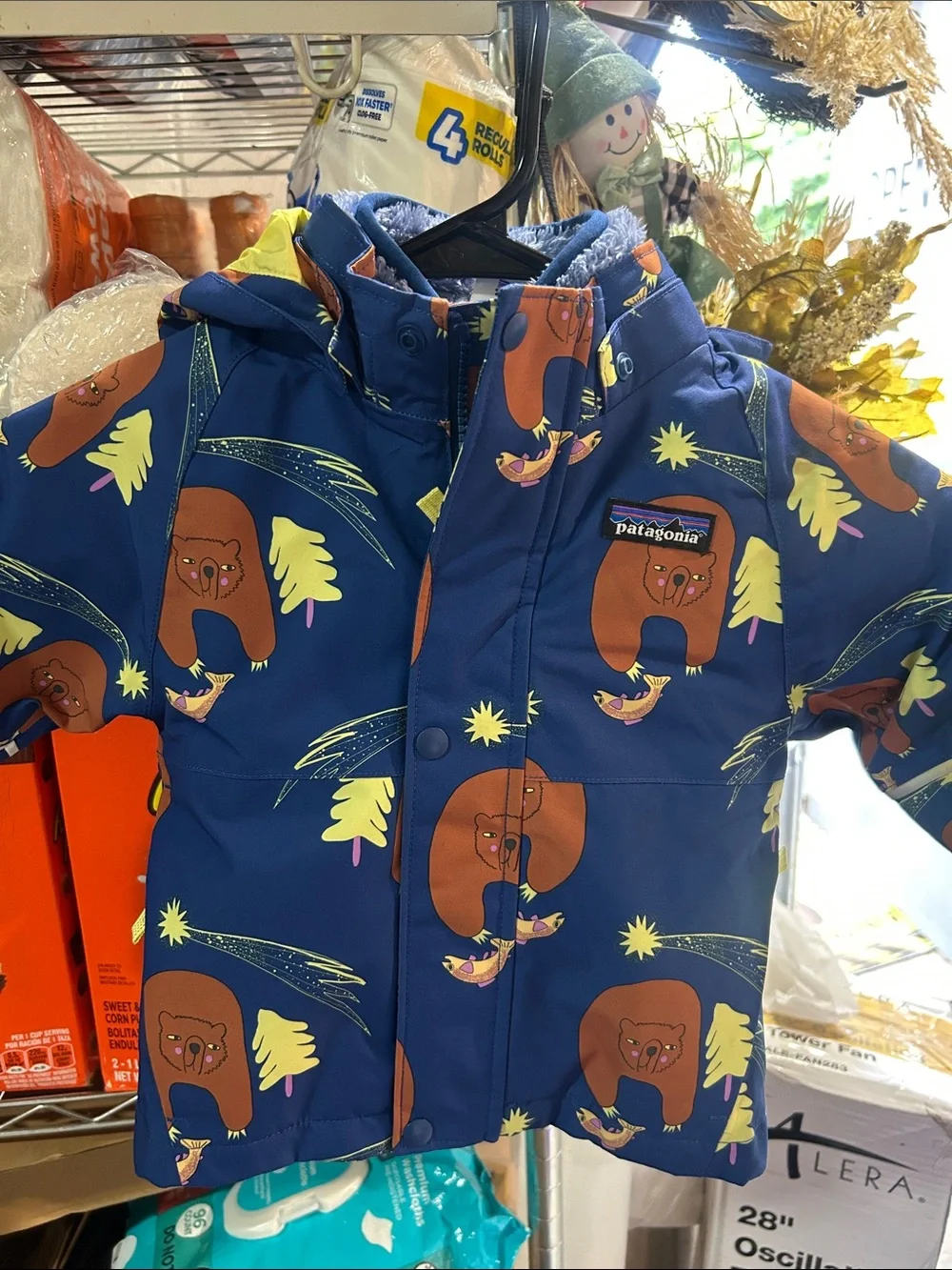 Preowned Kids' Reversible Blue Rain Jacket with Fleece Liner
